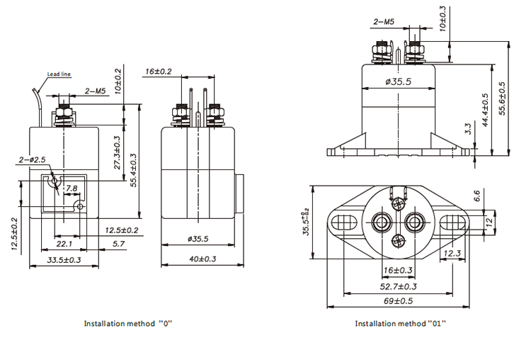 DC contactor manufacturer introduction_JX50DT DC Contactor drawing