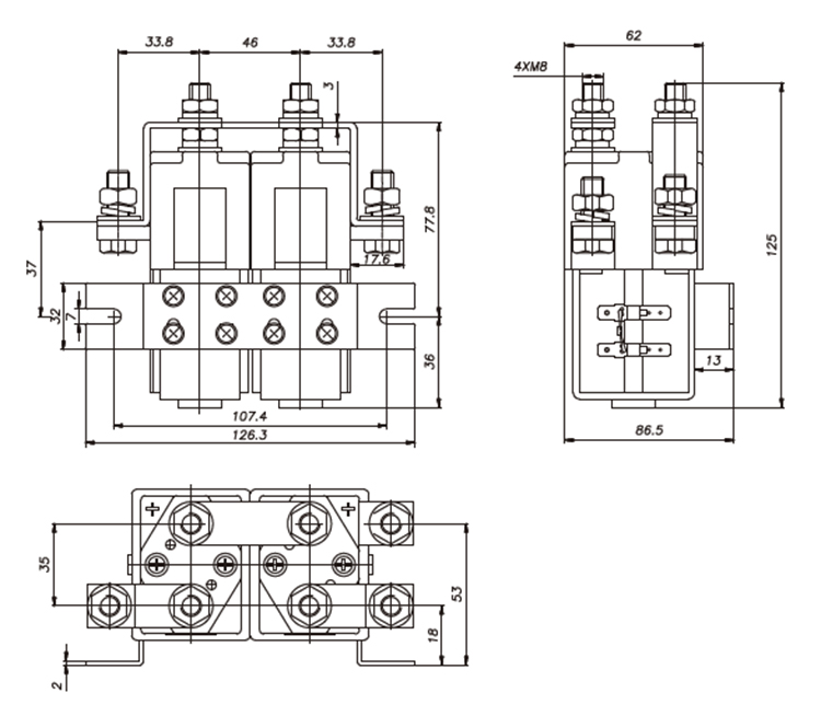 DC Contactor ZJW200H-T Supplier_DC Contactor ZJW200H-T Drawing