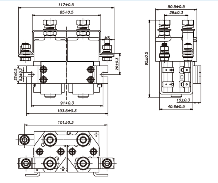 DC Contactor ZJW200H-T Supplier_DC Contactor ZJW100H-T Drawing